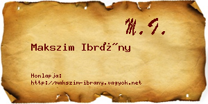 Makszim Ibrány névjegykártya